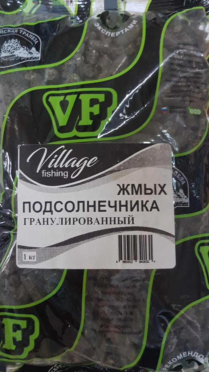 Прикормка Village fishing Жмых подсолнечный гранулированный (рыболовный) 1,0 кг.