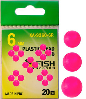 Бусина пластиковая FishSeason ф 4мм, красная